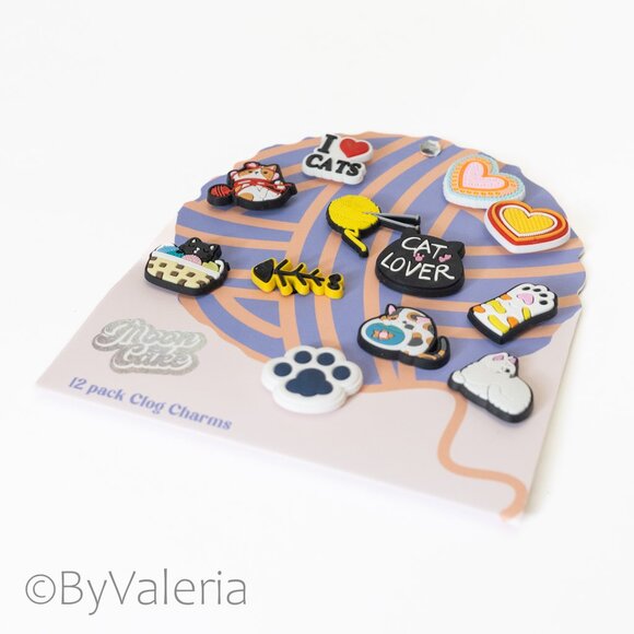 Cat Lover Clogs Shoe Decoration Charms, Set of 12 - Picture 2 of 3